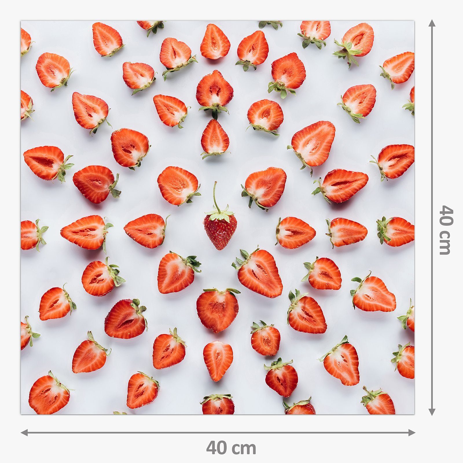 Motiv Küchenrückwand Spritzschutz Erdbeeren Halbierte mit Küchenrückwand Glas Primedeco