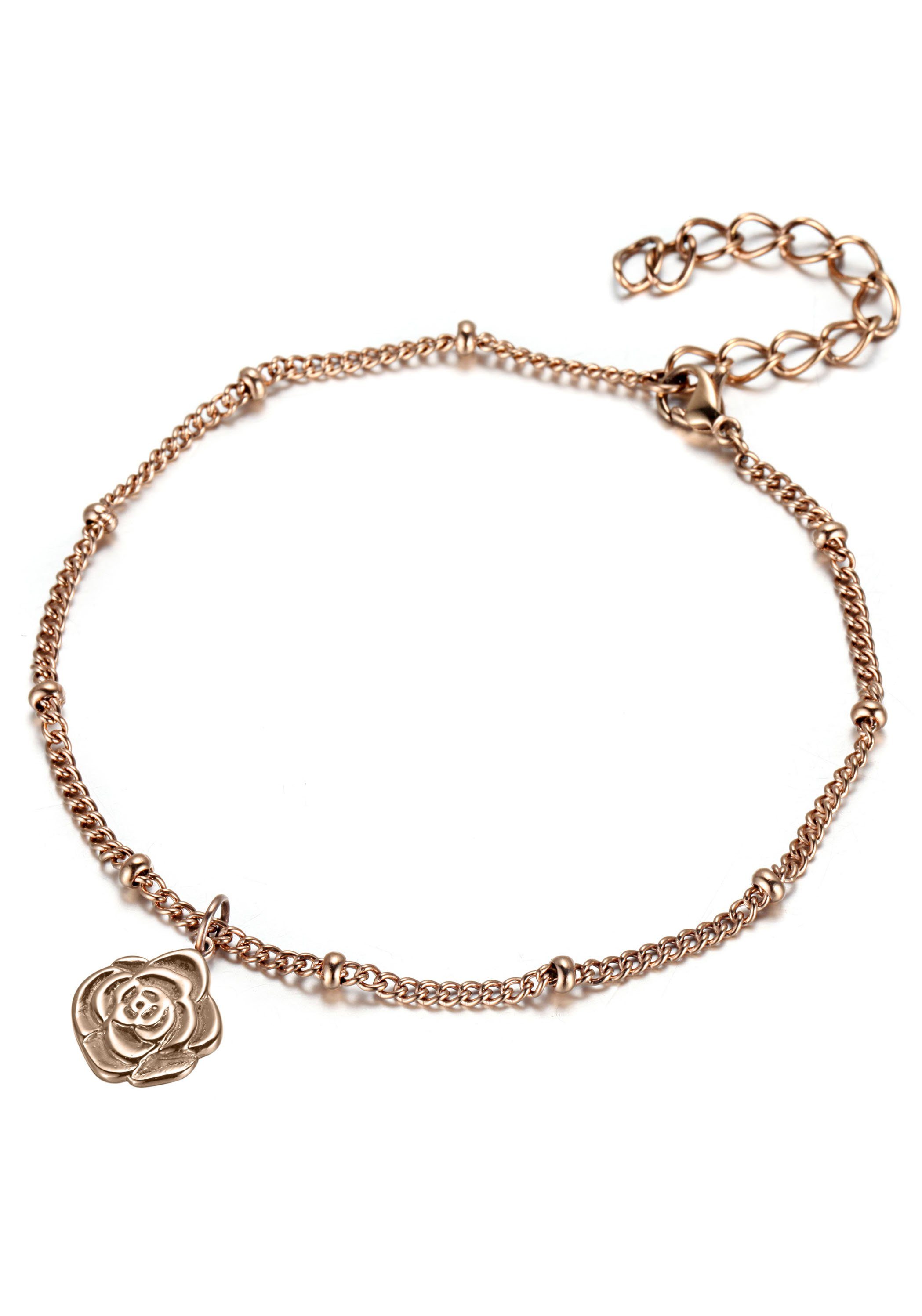 Firetti Fußkette Schmuck Geschenk Körperschmuck Blume - Rose, Ankerkette