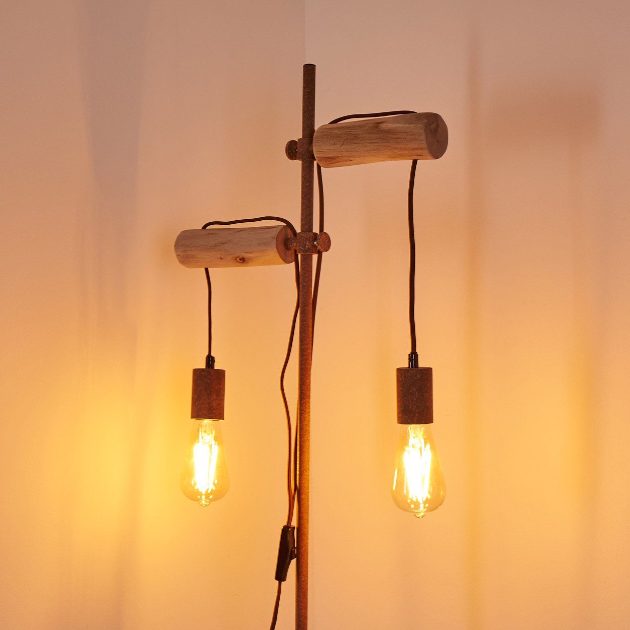 Lampe Boden Stehlampe Vintage Lese Steh Holz Leuchte Schlaf Stand Wohn Zimmer hofstein
