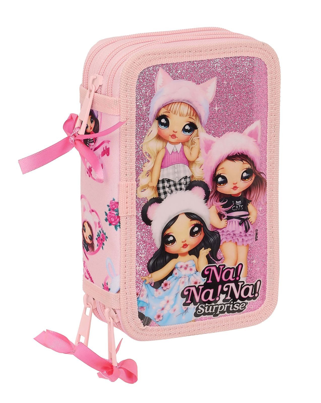 safta Federmäppchen Na! Na! Na! Surprise - Federmäppchen, 3-fach gefüllt, (37-tlg., Mädchen), Reißverschluss