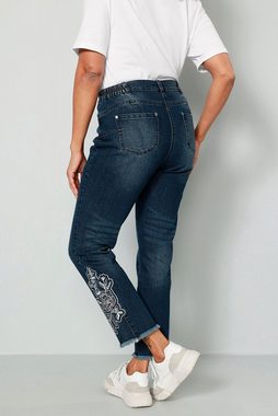 MIAMODA Regular-fit-Jeans 7/8-Jeans Slim Fit Saum-Stickerei 5-Pocket