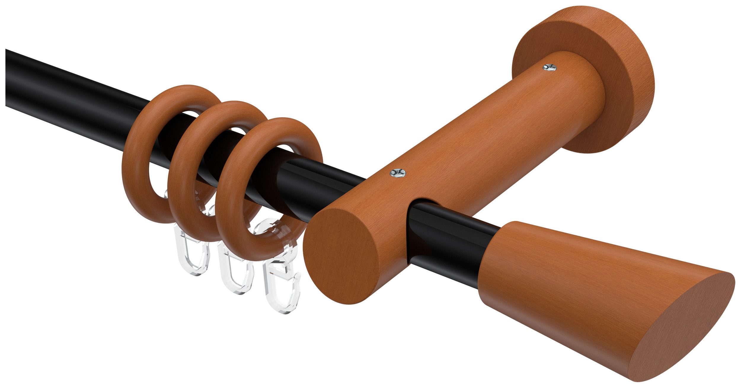 INTERDECO Gardinenstange Talena Bero, Ø 20 mm, 1-läufig, Fixmaß, kürzbar, Wandmontage, Deckenmontage, Metall, Schwarz / Kirschbaum / Bicolor