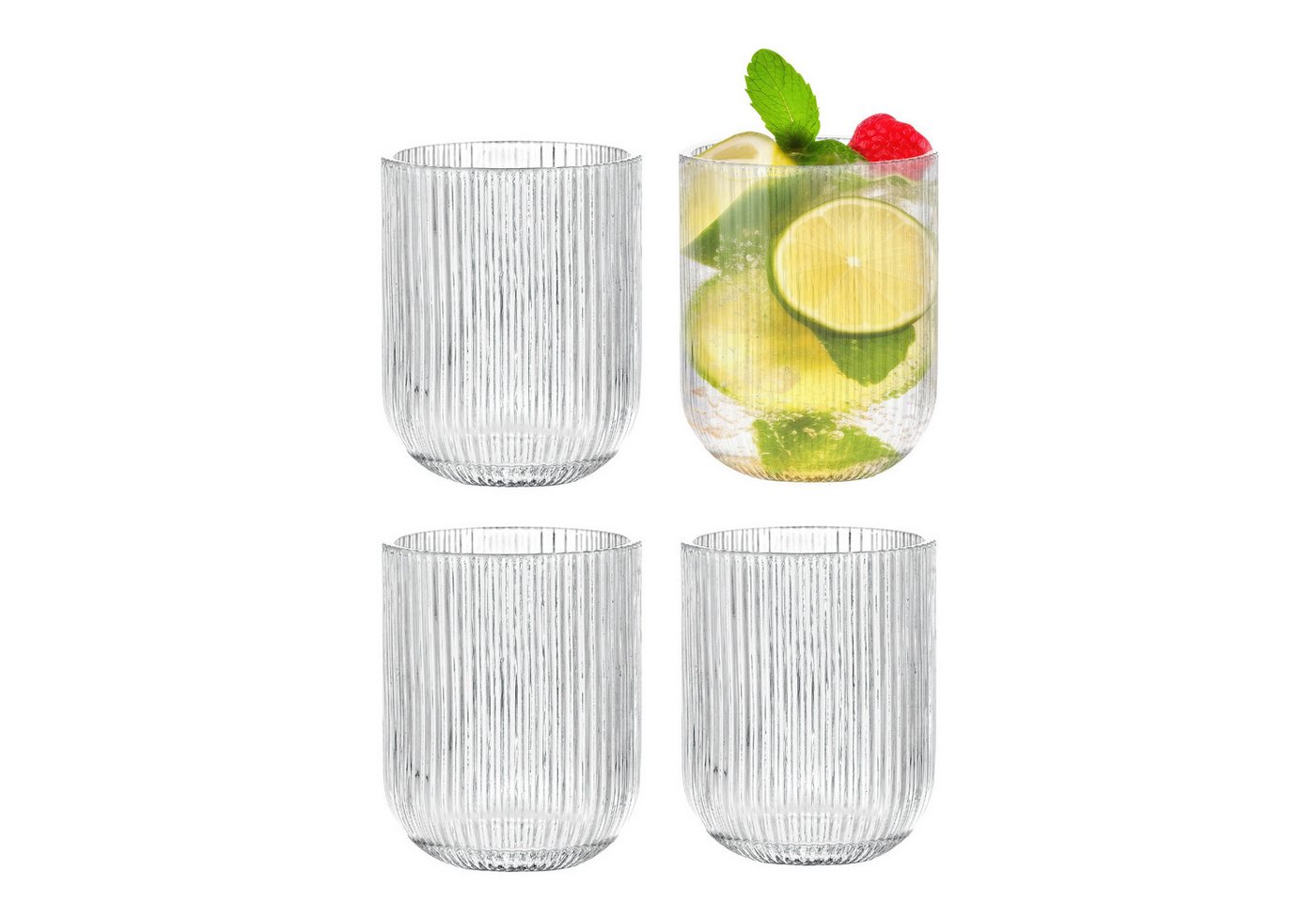 Zoha Gläser-Set Relief Crystal Glas Set - Latte Macchiato Tee Softdrink, 4-tlg., Glas, Hitzebeständig - verschiedene Größen