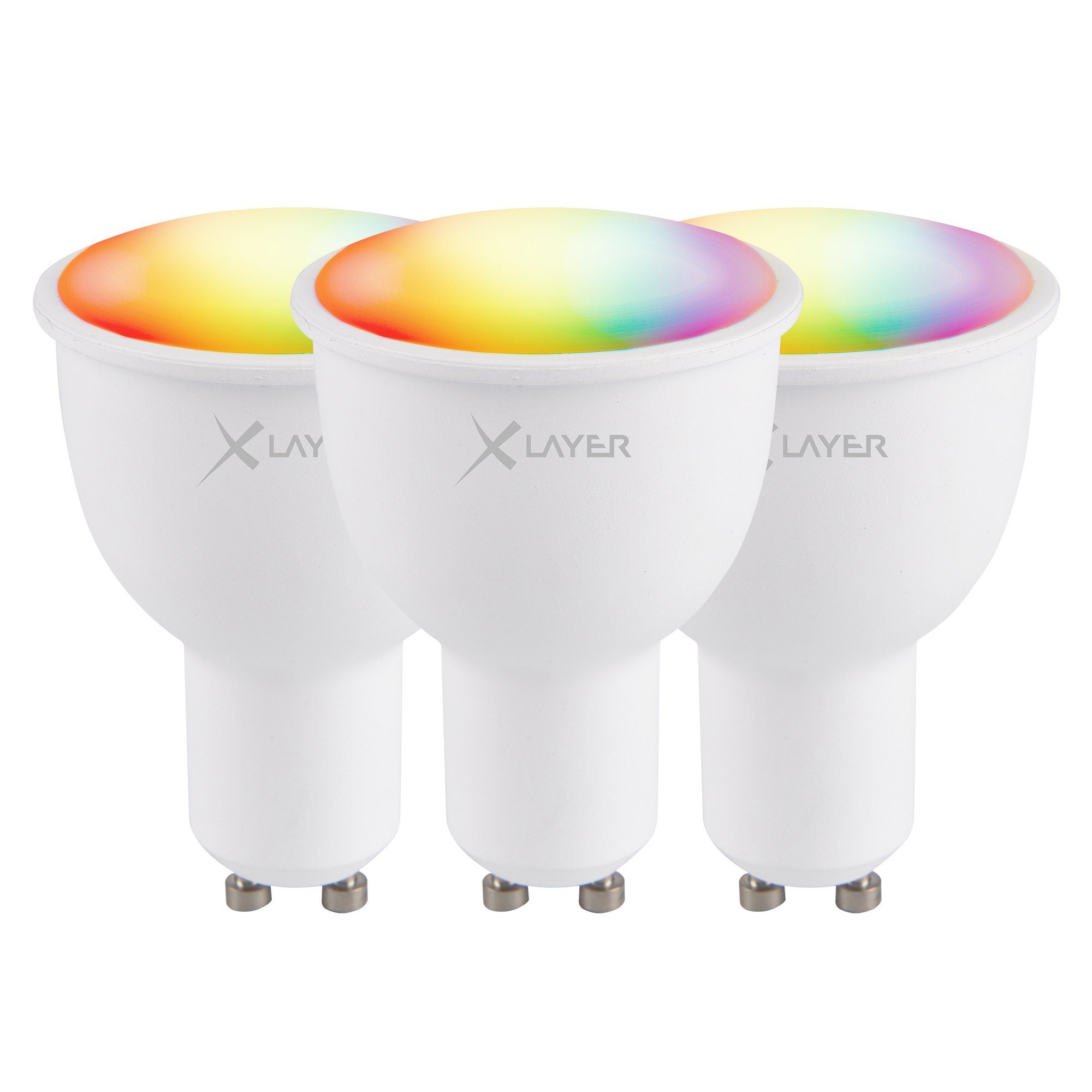 Smart Echo 3er Lampe LED-Leuchte Pack WLAN 4.5W Smarte GU10 Dimmbar XLAYER Mehrfarbig LED