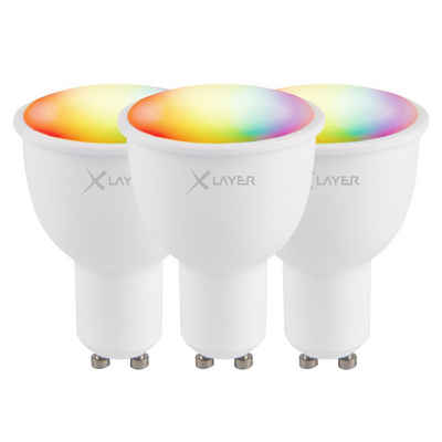 XLAYER Smarte LED-Leuchte WLAN LED Lampe Smart Echo GU10 4.5W 3er Pack Mehrfarbig Dimmbar