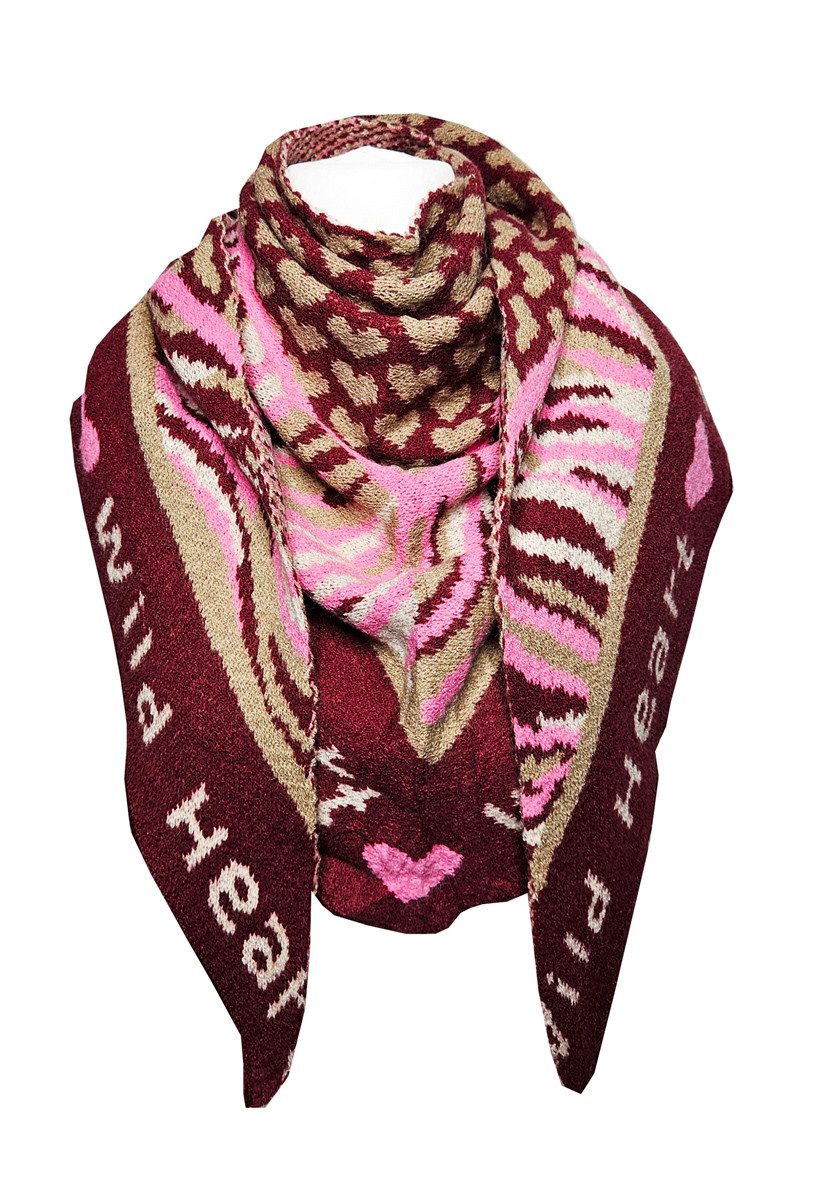Dreieckstuch SAISON Dreieckschal Strick Wild Heart Weinrot Winter Schal Dre günstig online kaufen