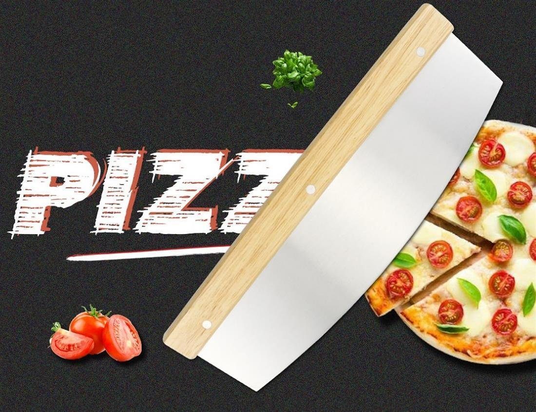 BAYLI Edelst Pizzaschneider Klingenschutz, mit Pizzaschneider Cutter Wiegemesser aus Pizza