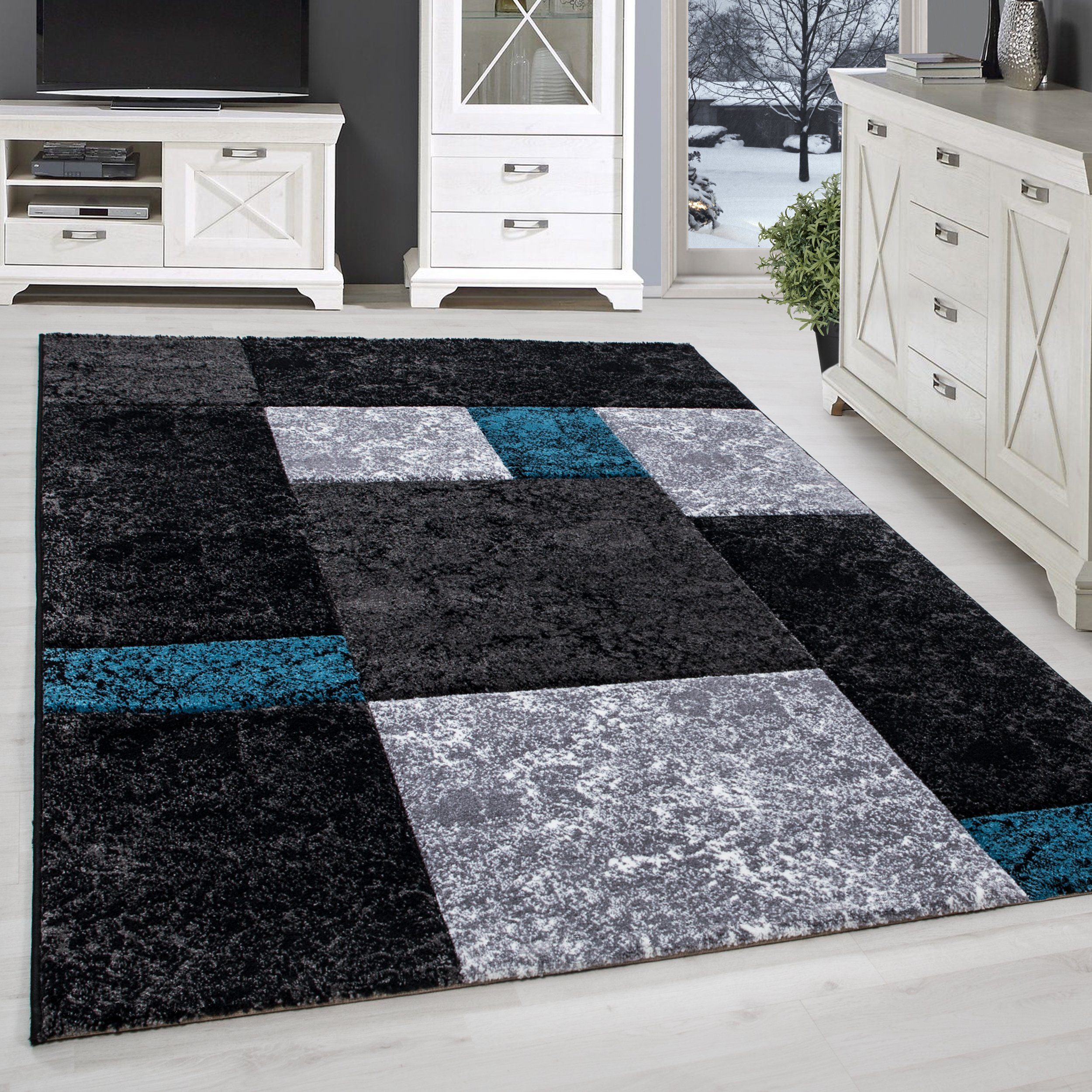 SIMPEX24 Teppich Kariert Design, Läufer, Höhe: günstig online kaufen