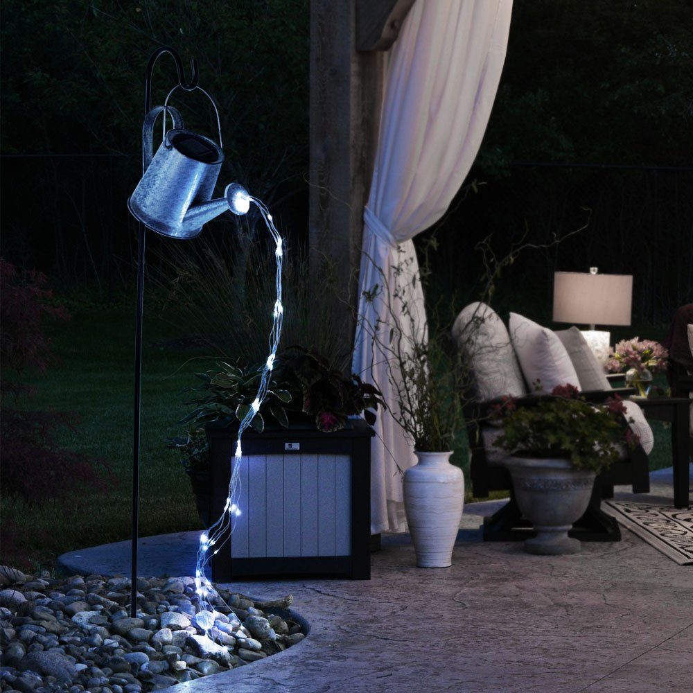 etc-shop LED Gartenlampe Design verbaut, Außen Steckleuchte Gießkannen im fest Neutralweiß, Solar Gießkanne LED-Leuchtmittel Solarleuchte