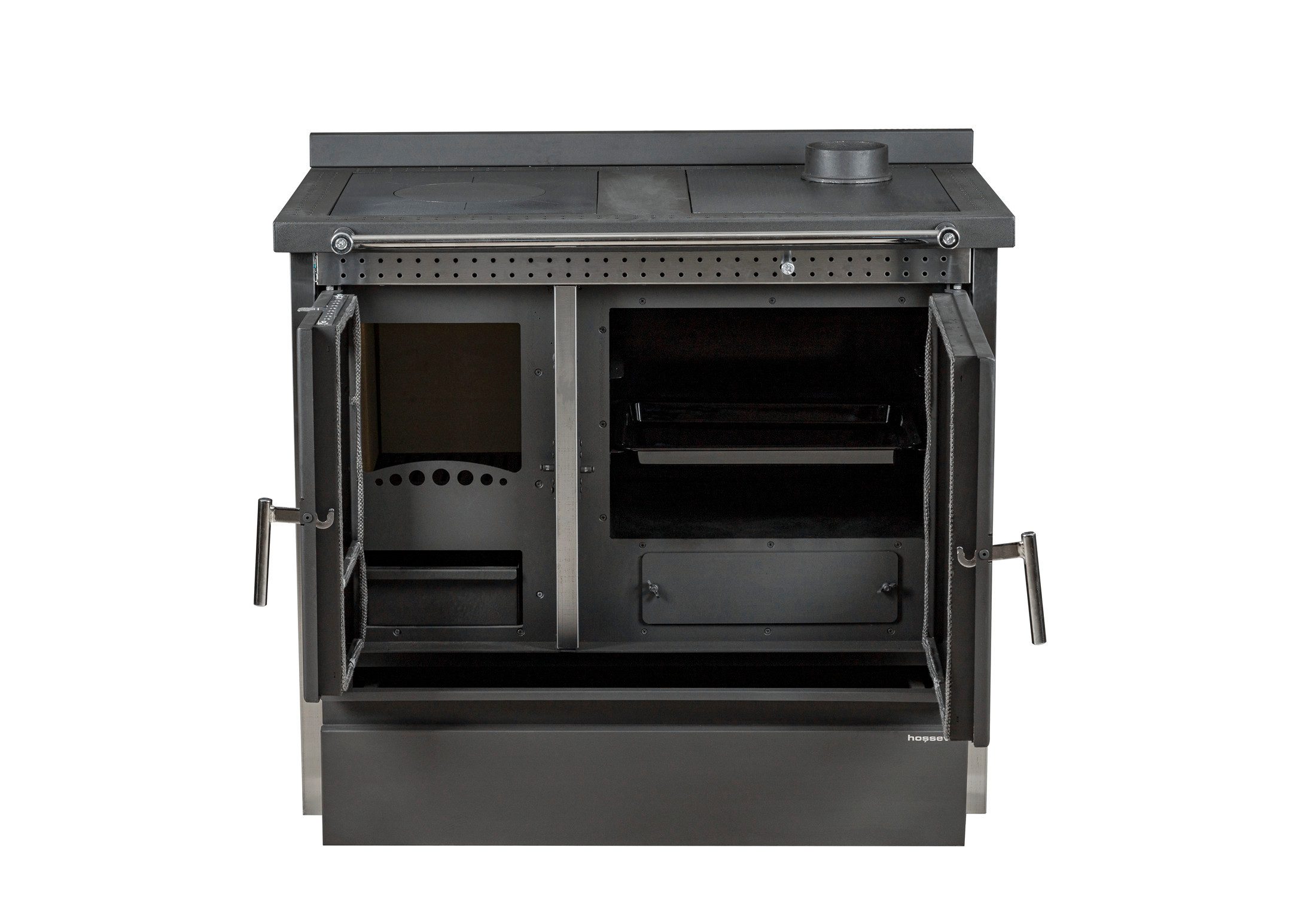 Hosseven Kaminofen 4050 Lotus Inox, 11,16 kW, Küchenofen, Holzofen, Schwedenofen, Küchenherd, Balkanofen