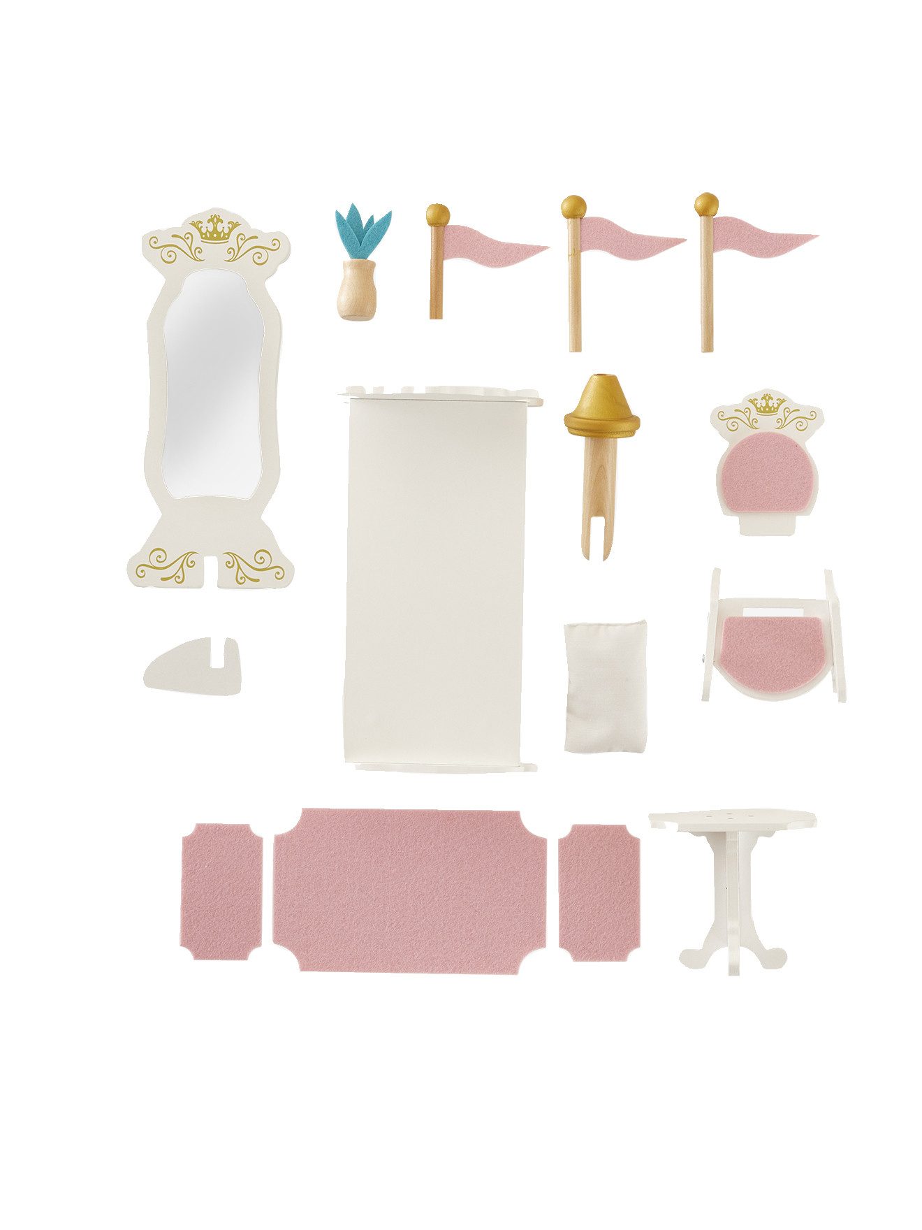 vertbaudet Puppen Accessoires-Set Puppenschloss, Holz FSC®, 3 Spielebenen, inkl. Zubehör
