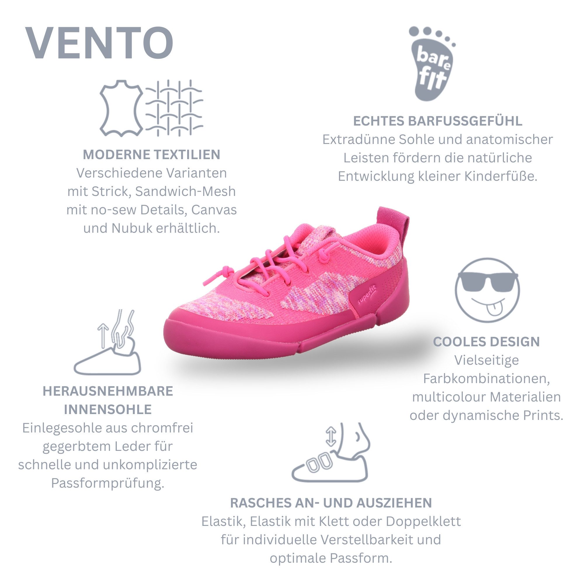 Superfit VENTO WMS: weit Slip-On Sneaker Barfußschuh, mit WMS-Weite weit V, Größenschablone zum Download – Bild 4 von 5
