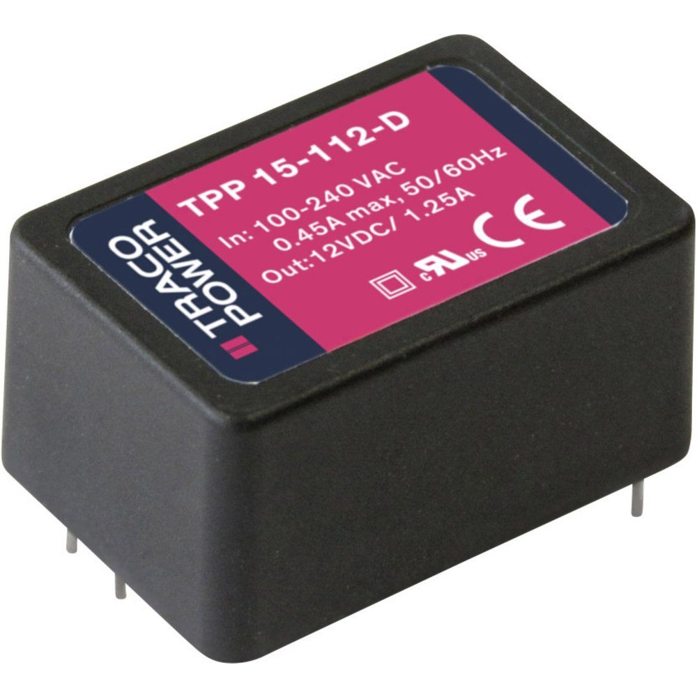 TracoPower TPP 15-112-D Schaltnetzteil 12 V/DC 1.25 A 15 W AC/DC-Einbaunetzteil