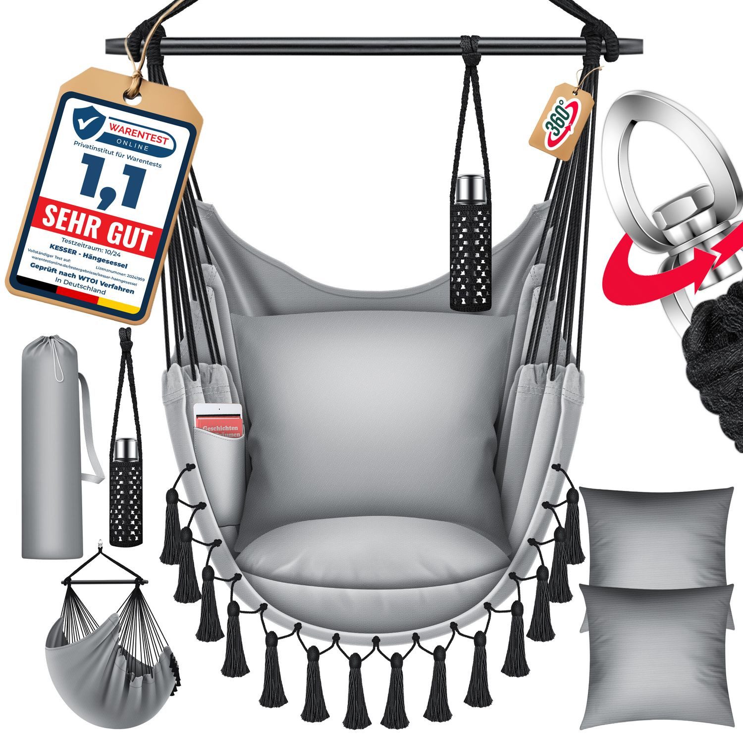KESSER Hängesessel, Hängesessel mit Kissen Getränkehalter günstig online kaufen