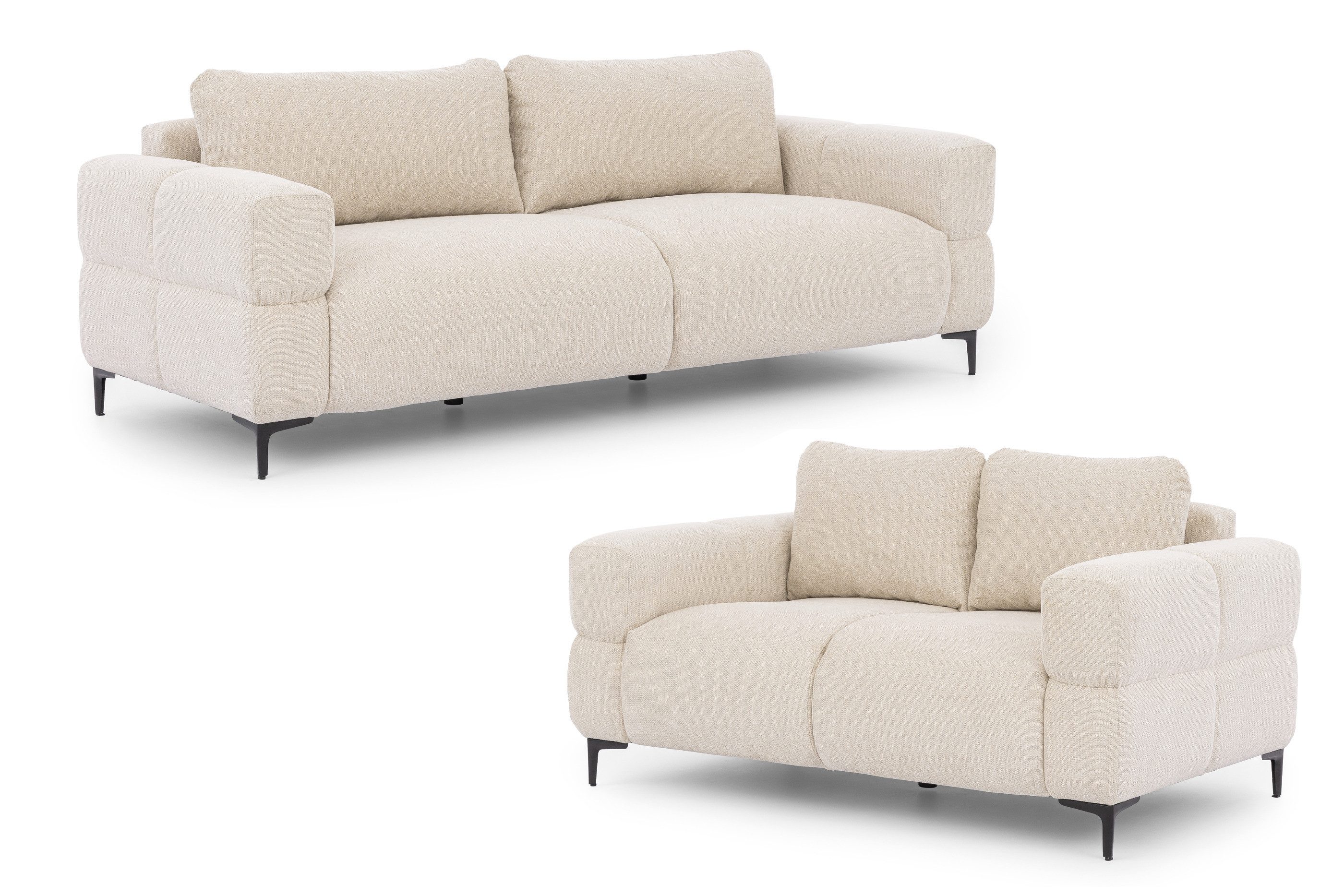 S-Style Möbel Polstergarnitur 3+2 Cardea in Bubble-Optik aus weichem Strukturstoff, mit Wellenfederung und hohem Sitzkomfort