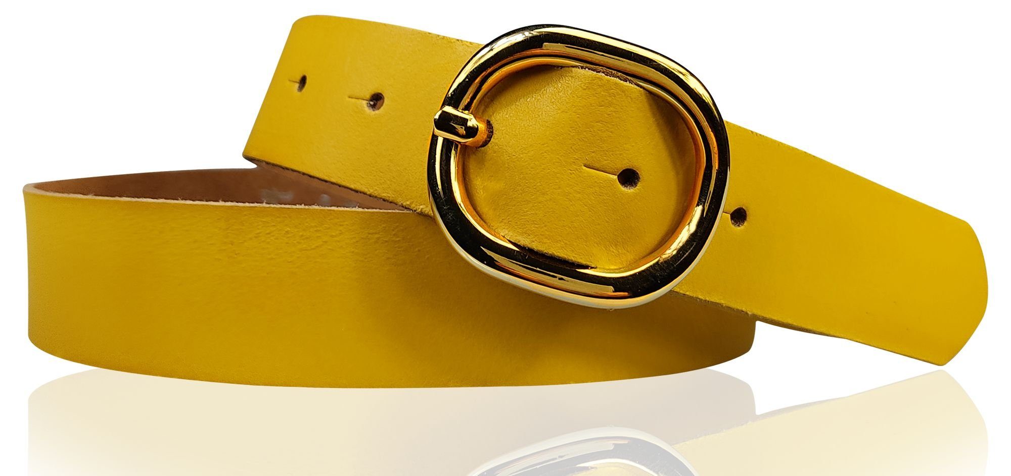 FRONHOFER Hüftgürtel 18621 Damengürtel 3 cm goldene ovale Schnalle, echt Ledergürtel plastikfrei Curry