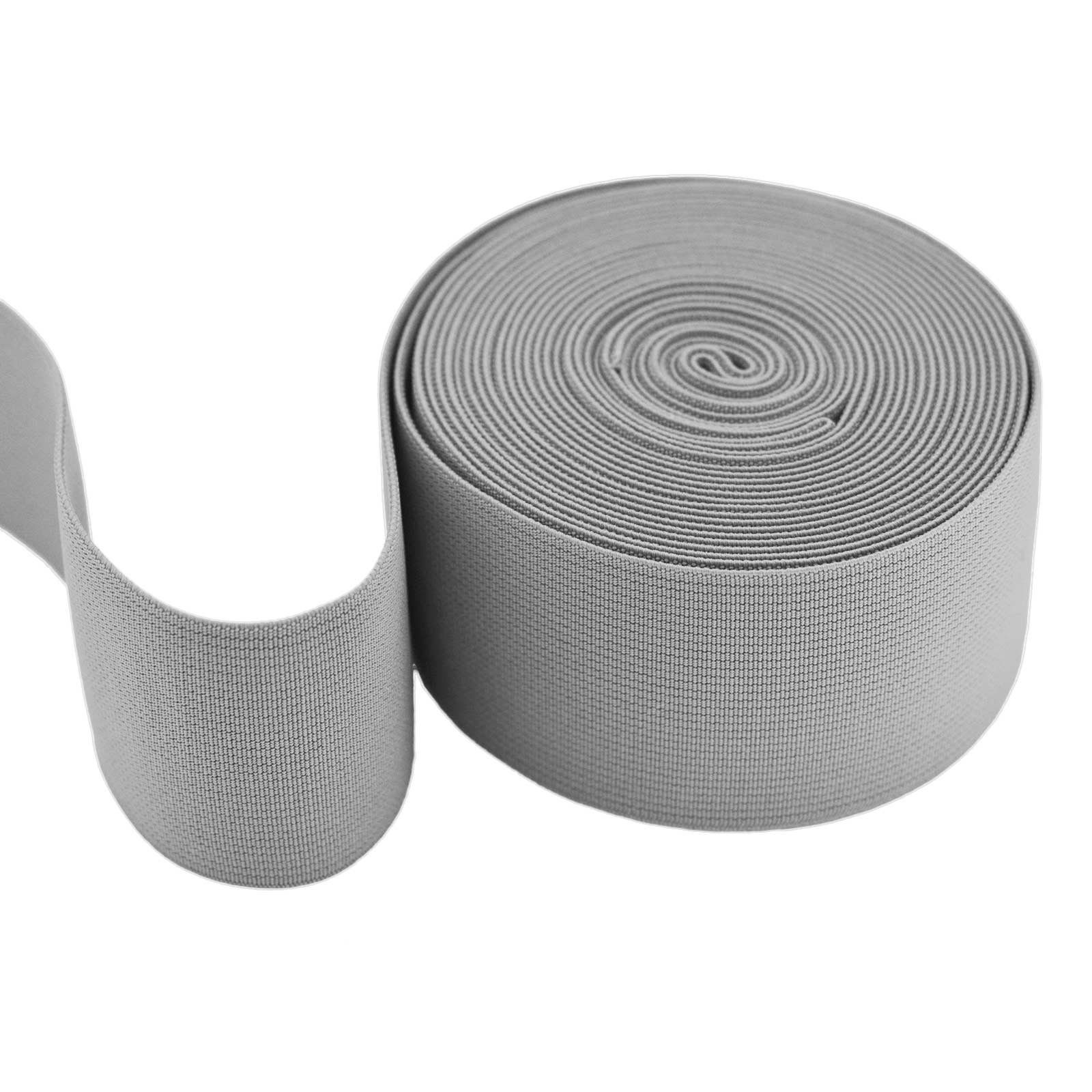 maDDma Gummiband 5m Gummiband 50 mm Gummilitze elastisches Band Bekleidungsgummi, hellgrau