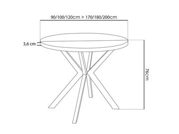WFL GROUP Esstisch Ross, Tisch im Loft-Stil mit Metallbeinen