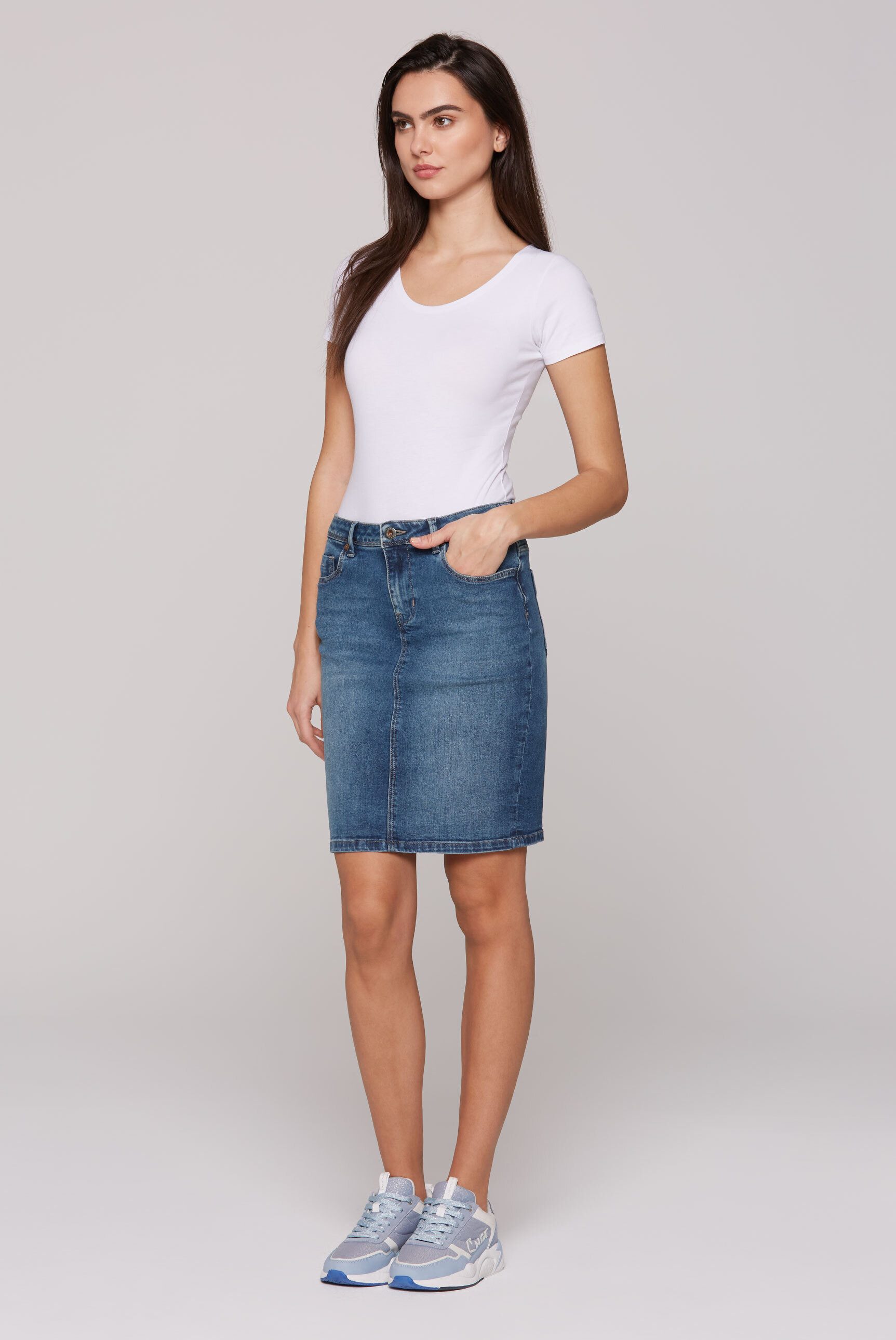 SOCCX Jeansrock mit Gehschlitz