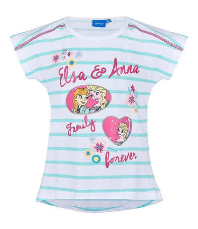 Disney Frozen Print-Shirt Mädchen T-Shirt gestreift Anna und Elsa Gr.140
