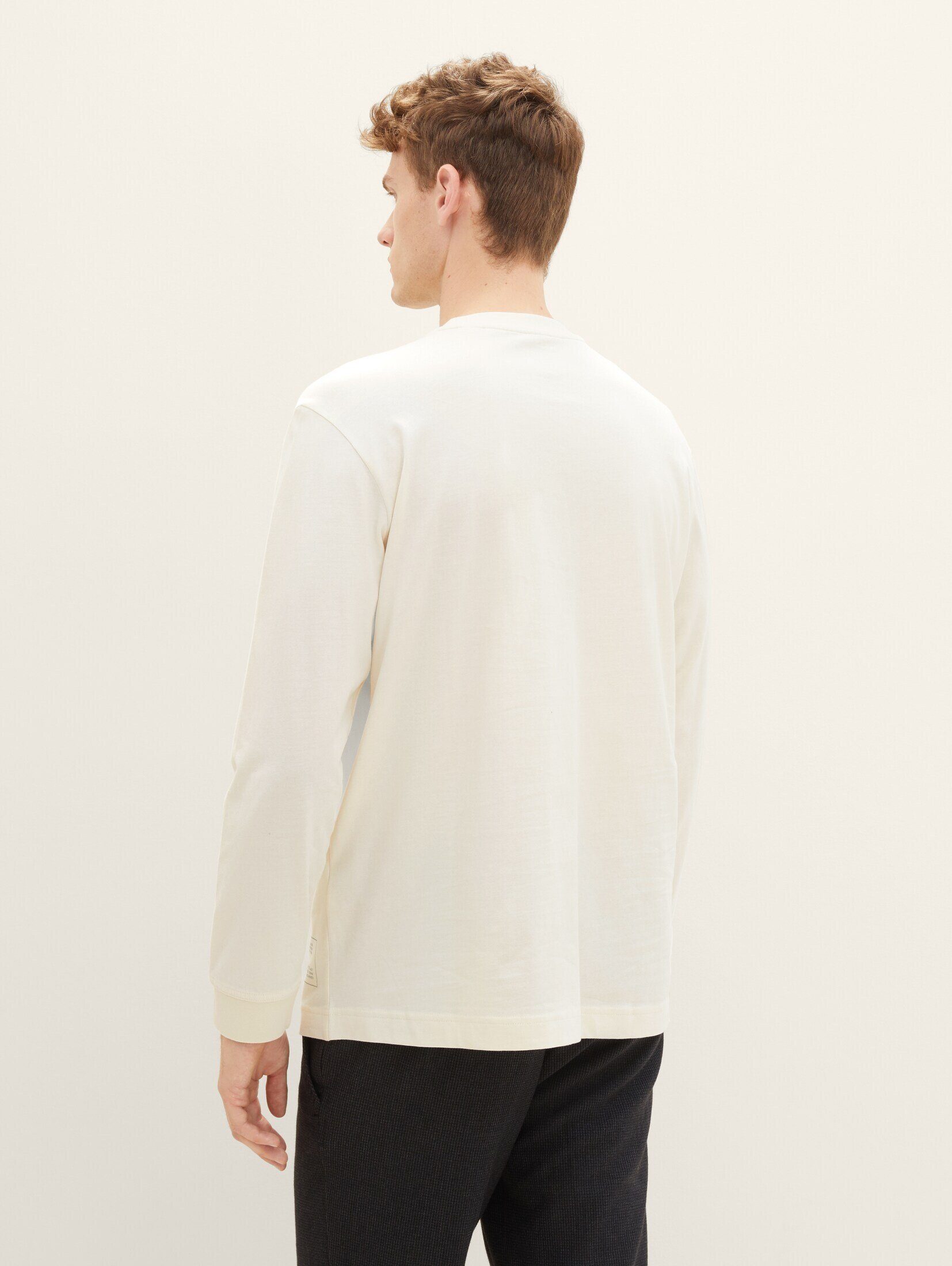 TAILOR Basic beige Langarmshirt vintage T-Shirt TOM