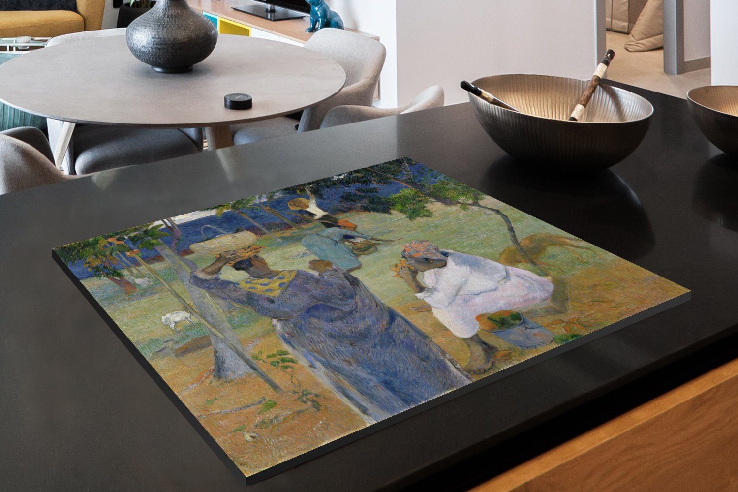 Vinyl, - Ceranfeldabdeckung Unter von den cm, Martinique 70x52 (1 Arbeitsfläche Mobile Gauguin, tlg), Gemälde Herdblende-/Abdeckplatte Paul nutzbar, MuchoWow Mangos auf