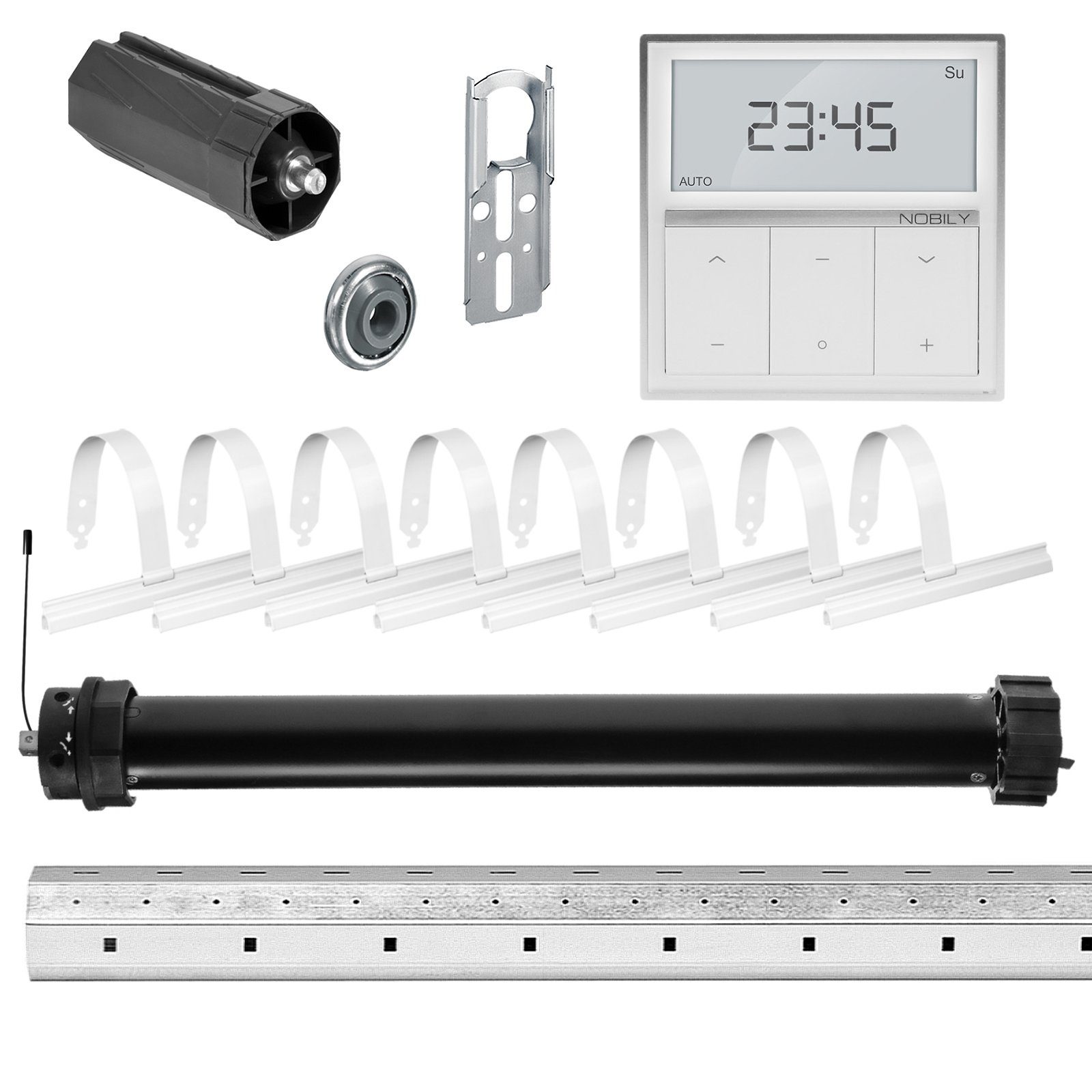 Nobily Achtkantwelle Maxi Wandsender und 1-St., 30Nm/75kg Mechanik-Set, Komplett-Set, mit Rollladenmotor, Rollladen-Set