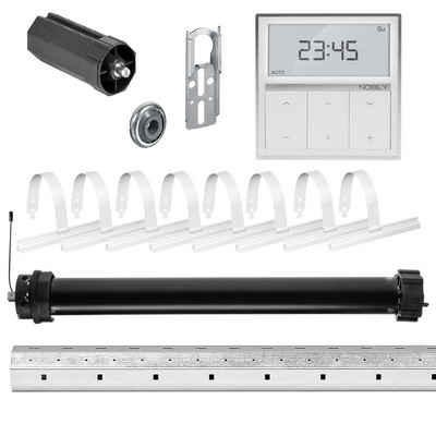 Nobily Achtkantwelle Rollladen-Set mit Maxi Rollladenmotor, Wandsender und Mechanik-Set, Komplett-Set, 1-St., 30Nm/75kg