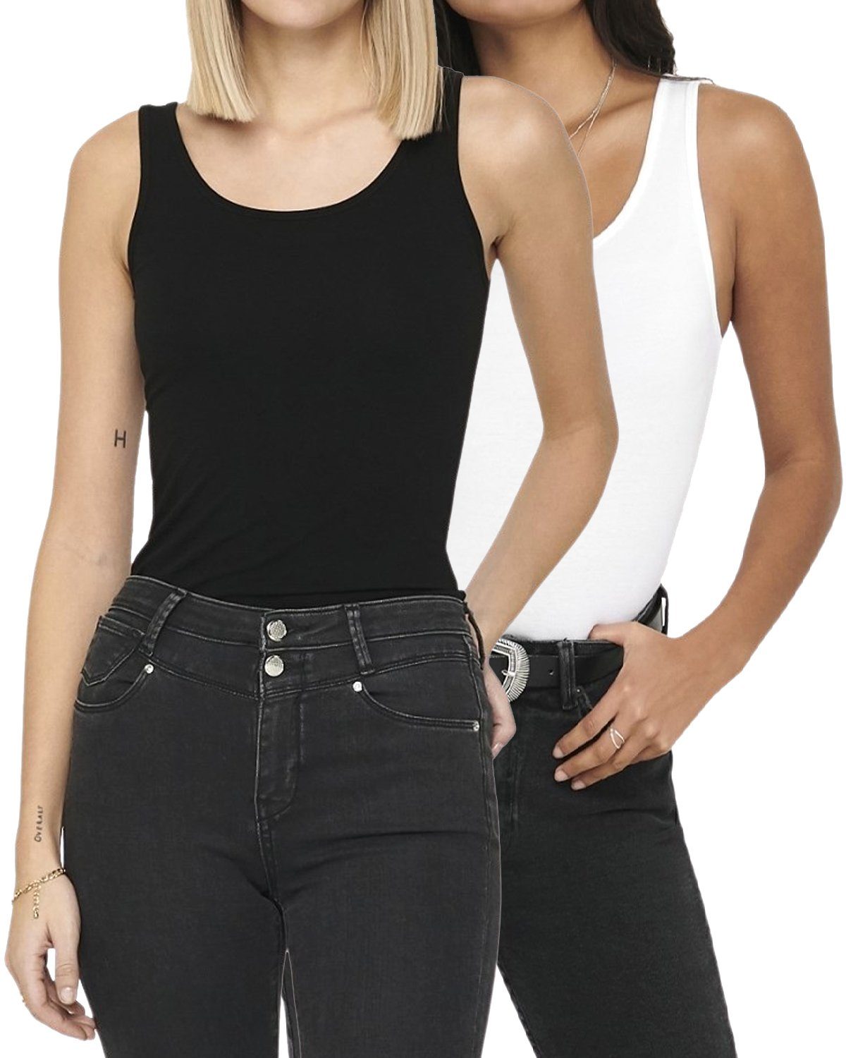 ONLY Tanktop (2er-Pack) Basic long Shirt im Doppelpack