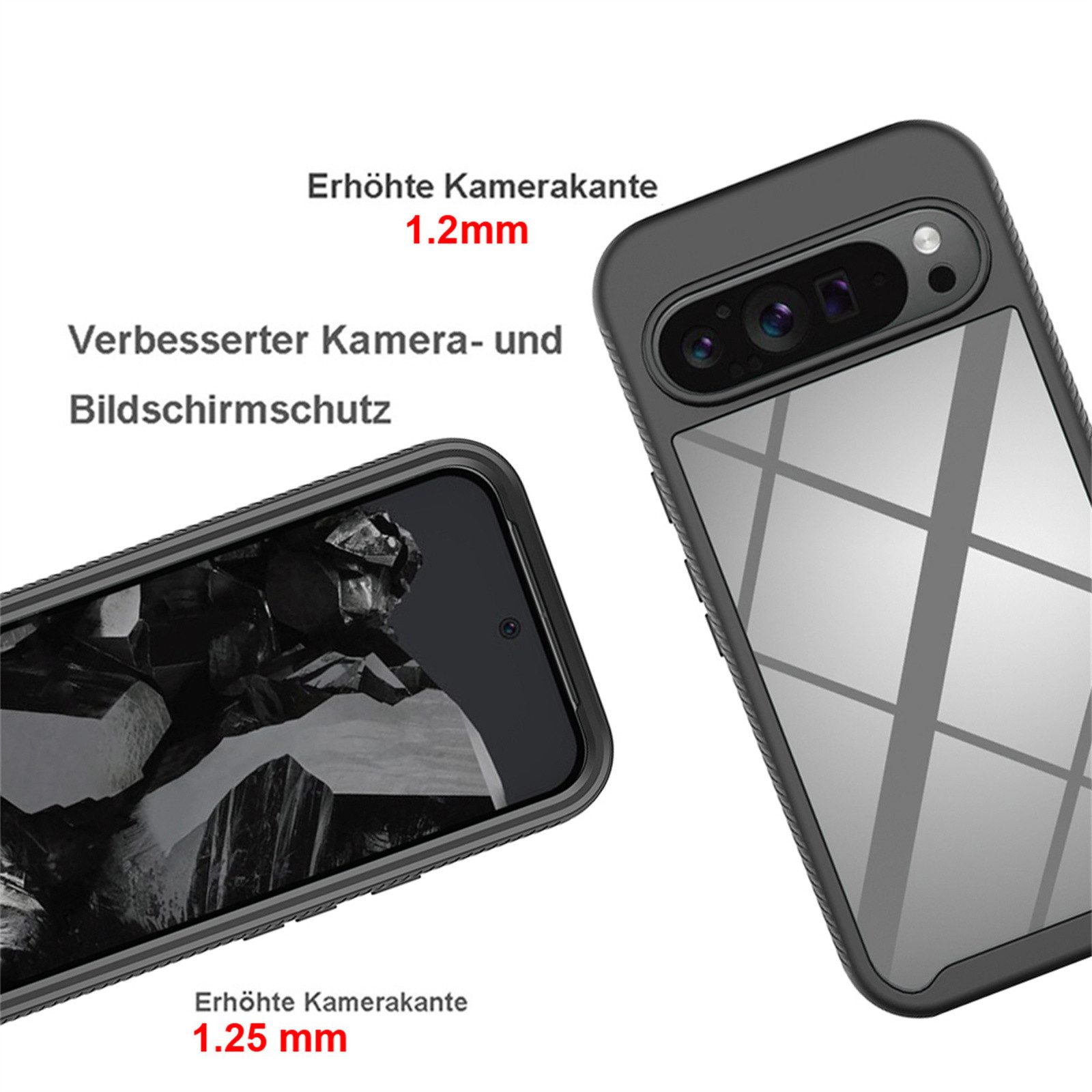 betterfon Smartphone-Hülle Handyhülle für Google Pixel 9 Pro XL 2-teilig TPU Body Bumper Case, Premium Handycase - 3-Schichten Schutz & erhöhte Kanten – Bild 4 von 5