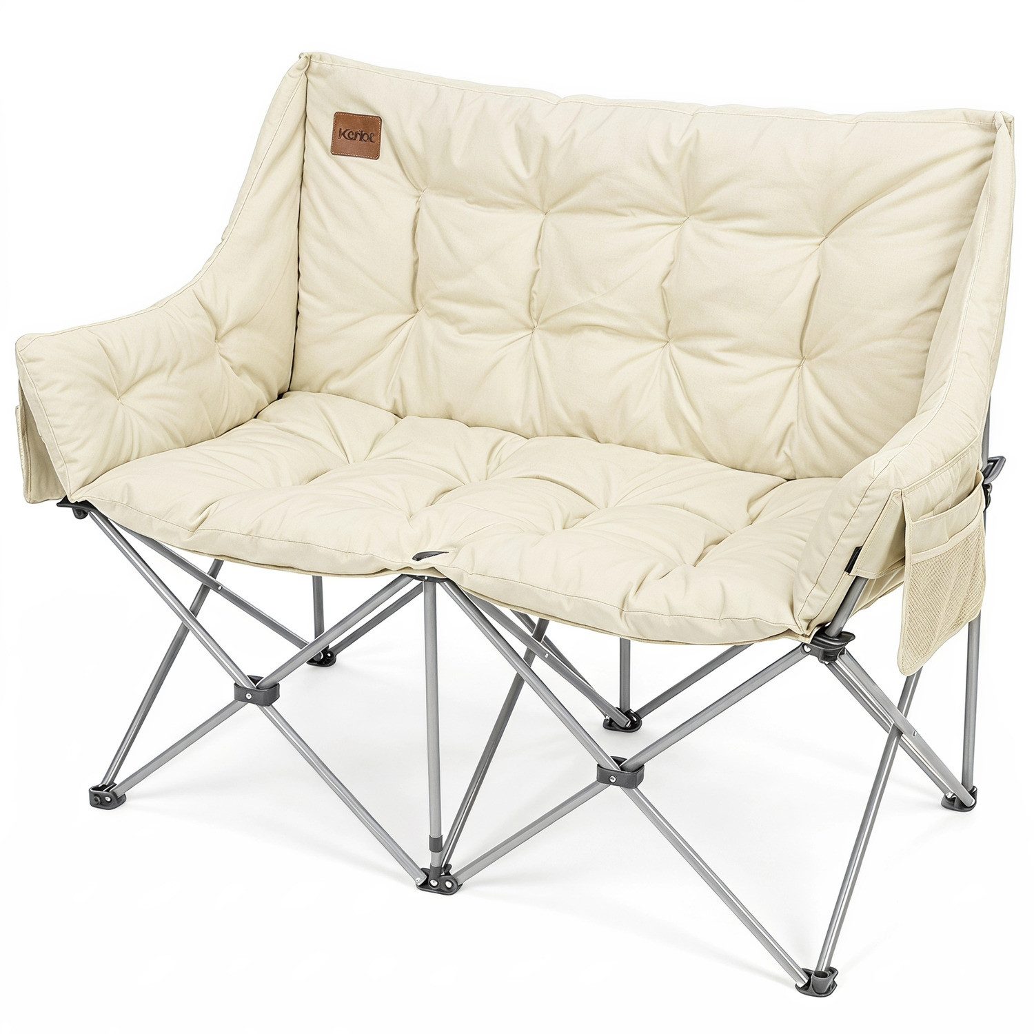 kehot Campingstuhl Faltbarer 2-Sitzer Campingstuhl mit 6 cm Polsterung, 127×94×60 cm (Doppelsitz Outdoor Sofa bis 240kg belastbar, Campingklappstuhl), Klappstuhl mit Oxford-Gewebe,Tragetasche, für Camping Garten Balkon