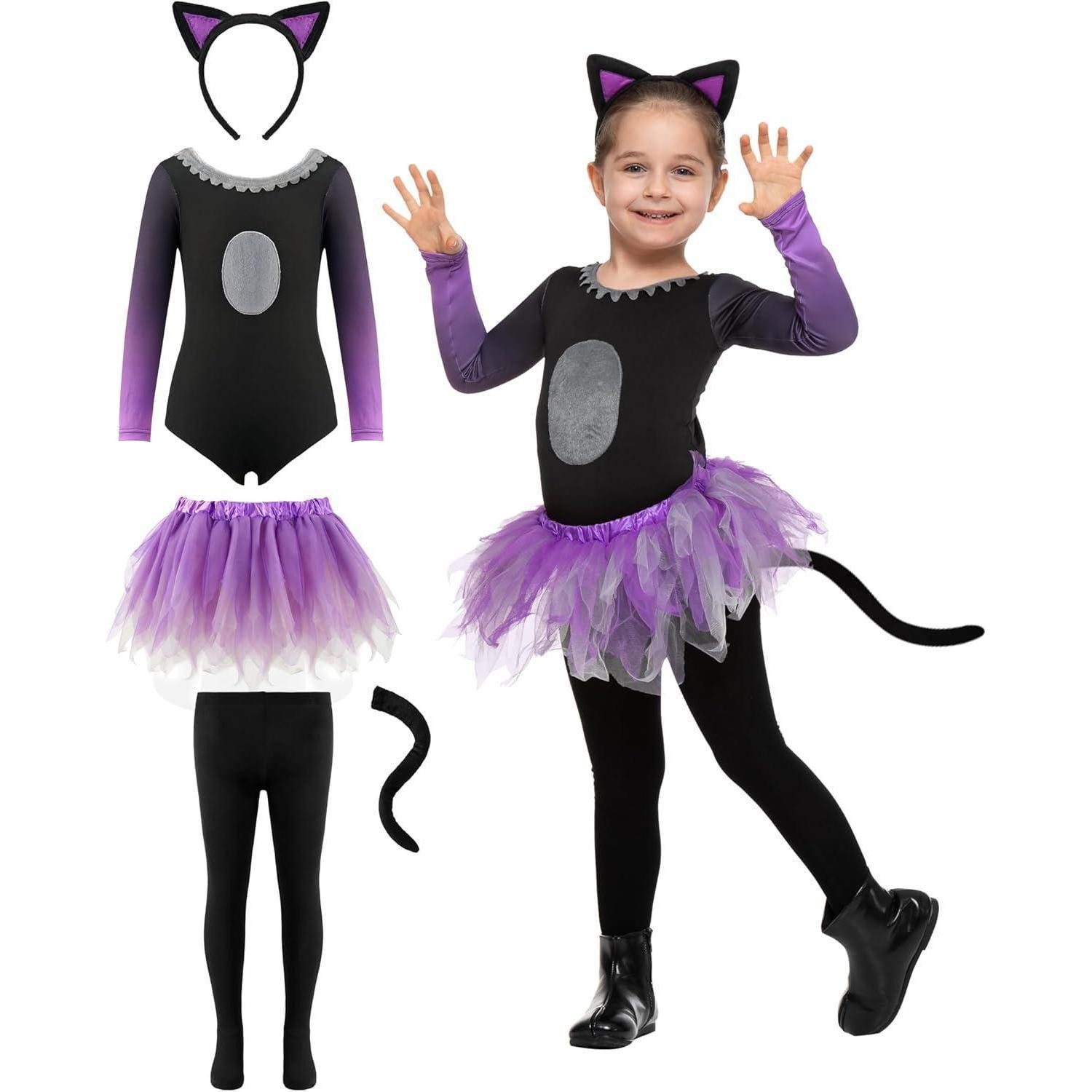 LuxusKollektion Maskottchen-Kostüm Tutu Kostüm Mädchen Halloween Katze Lila S (5–7 Jahre) Schwarze