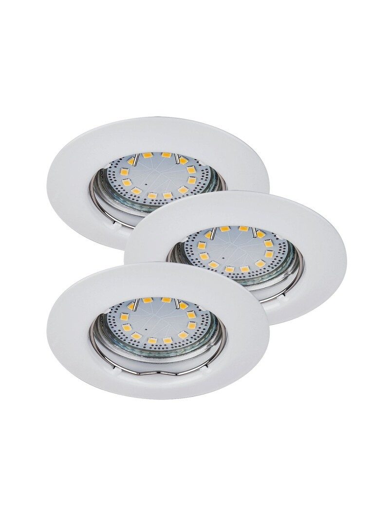 Rabalux LED Deckenspots "Lite" 3-flammig, Metall, weiß, rund, 3W, GU10, warmweiß, 240lm, ø82mm, wassergeschützt, warmweiß