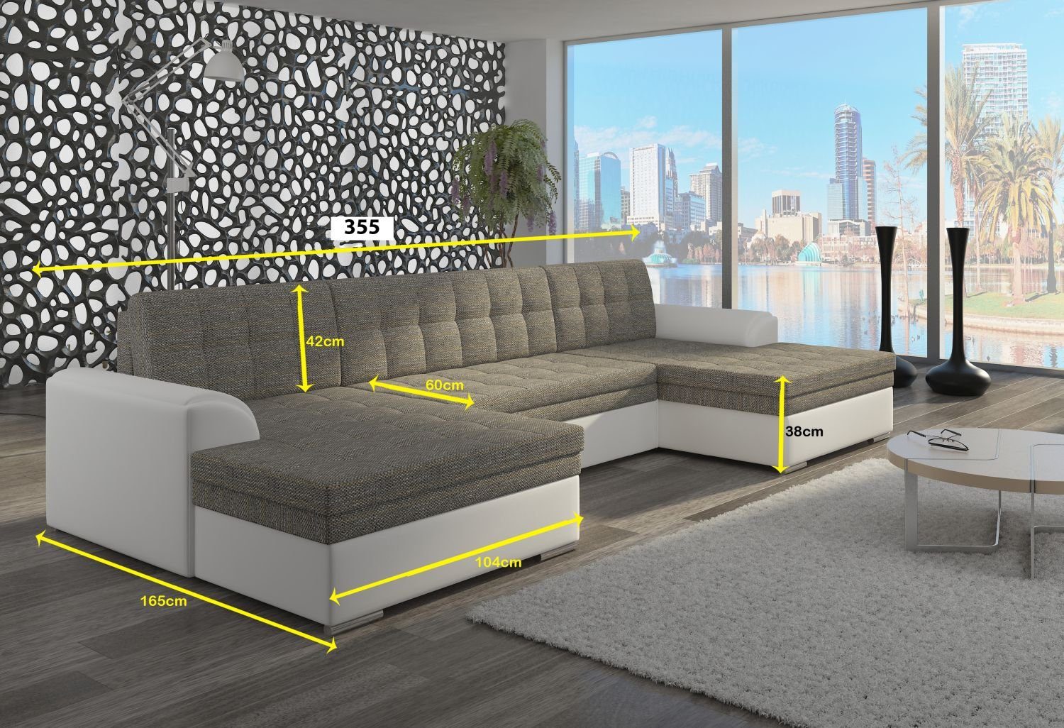 Lukas Möbel Wohnlandschaft Wohnlandschaft Vera mit Schlaffunktion XXL-Sofa in U-Form, mit Bettfunktion – Bild 4 von 5