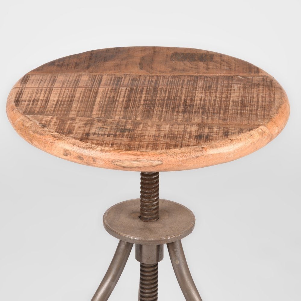 460x350mm, Grau und RINGO-Living Hocker Möbel in Natur-hell Ylva Metall und Stuhl Mangoholz aus