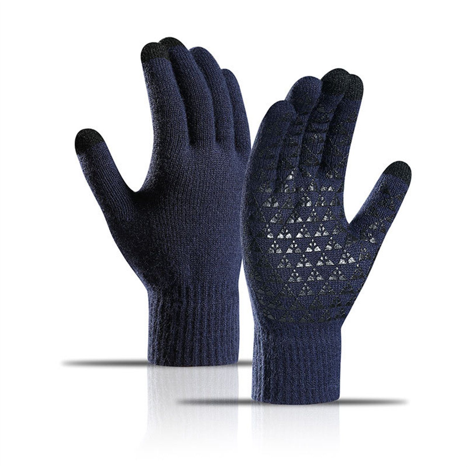 blau Fleecehandschuhe Winterhandschuhe, Touchscreen-Thermo-Handschuhe Warme autolock