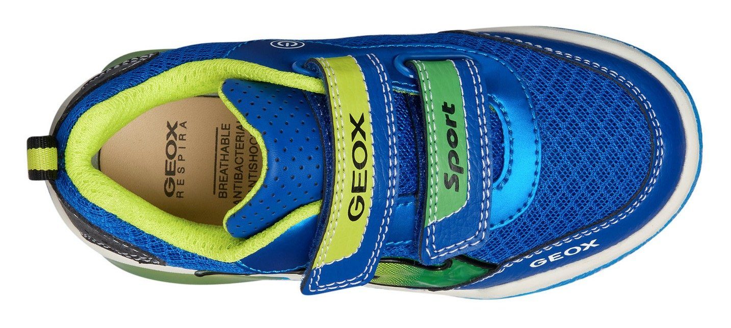 J INEK zum Ein- Geox und Blinkschuh mit Ausschalten Klettschuh Blinkfunktion blau-lime BOY