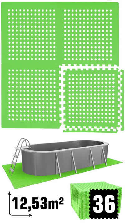 eyepower Bodenmatte 12,5 m² Poolunterlage - 36 EVA Matten 62x62 cm Set, Stecksystem rutschfest Grün