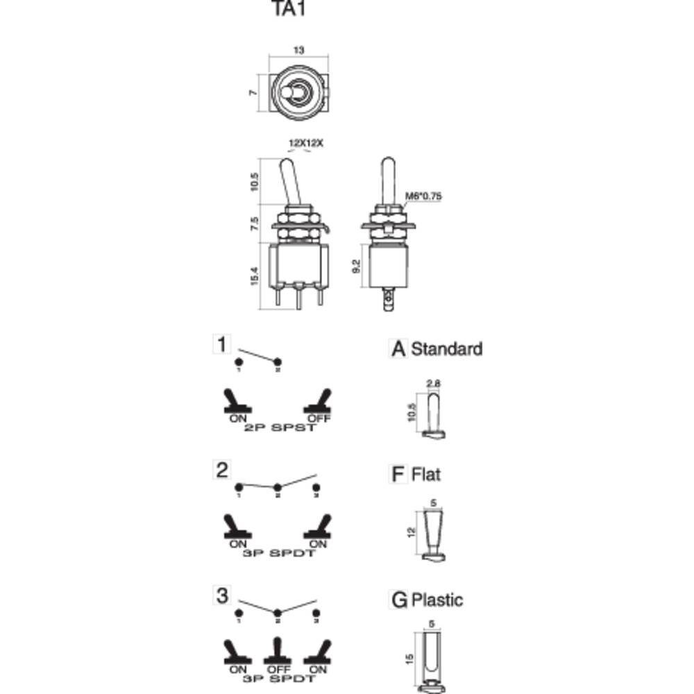 Thumbnail - TRU COMPONENTS Schalter Kippschalter, Metallhebel