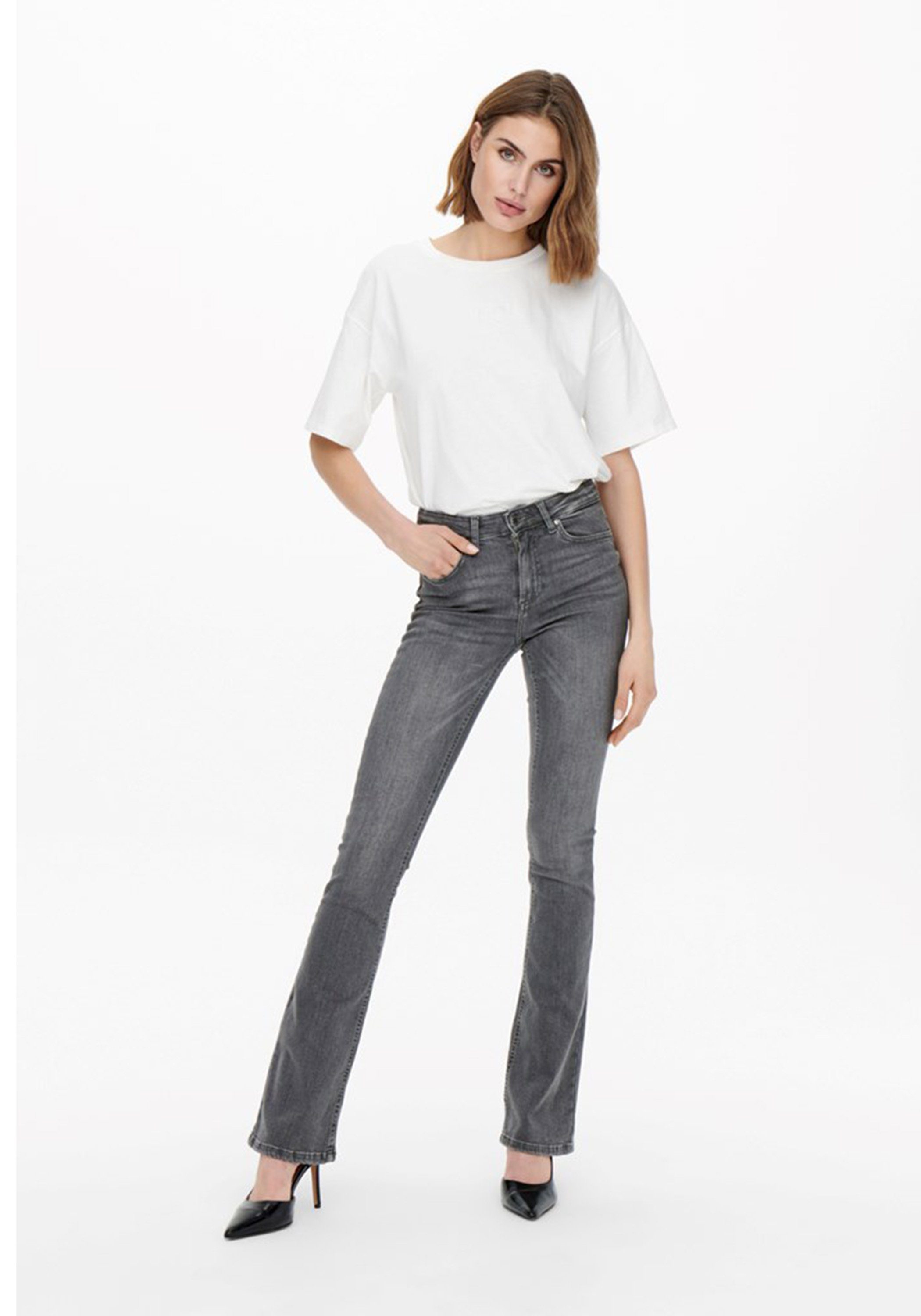 ONLY Bootcut-Jeans B800 Damen Bootcut Jeans Hose High Waist weite Jeanshose günstig online kaufen