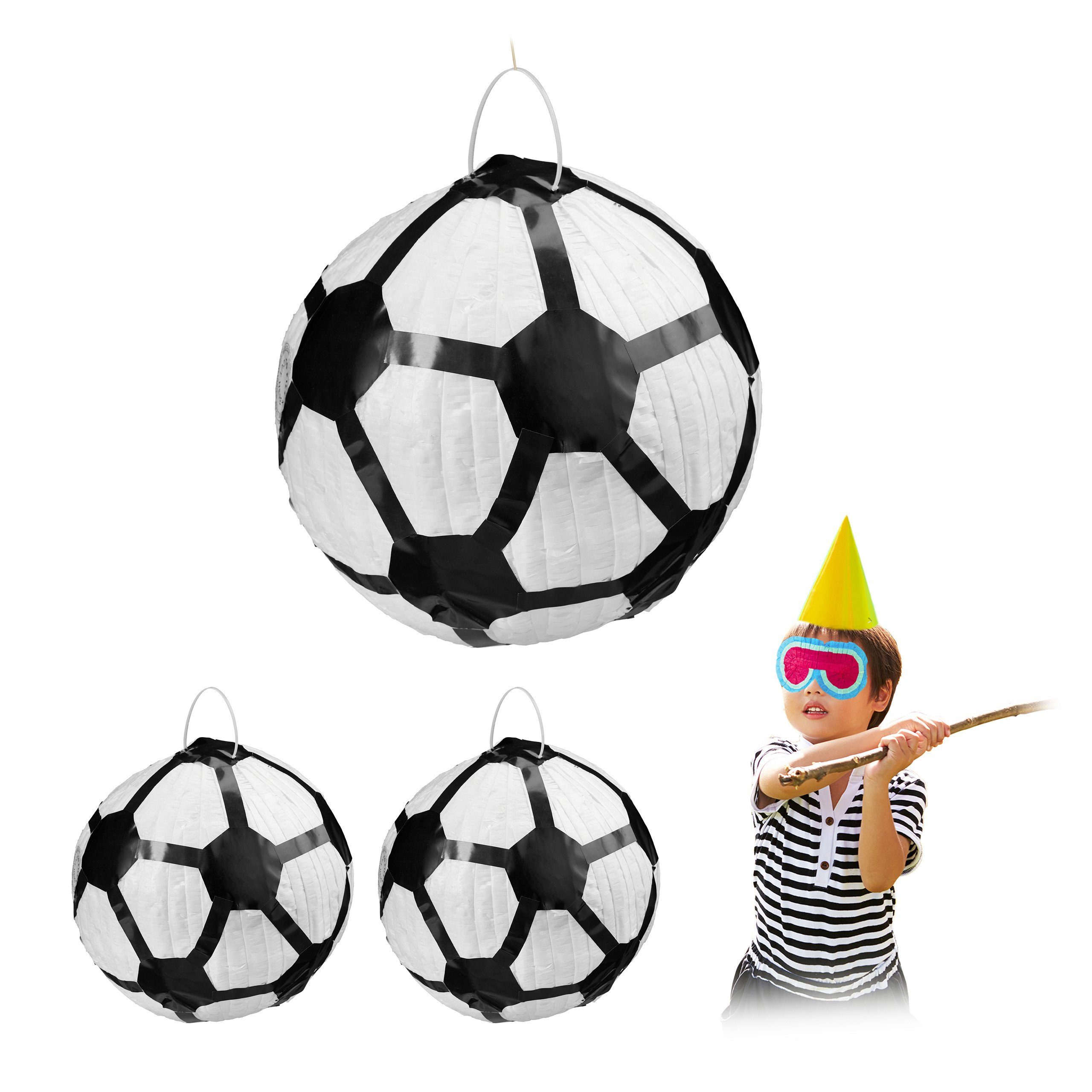 Papierdekoration 3 x Pinata Fußball