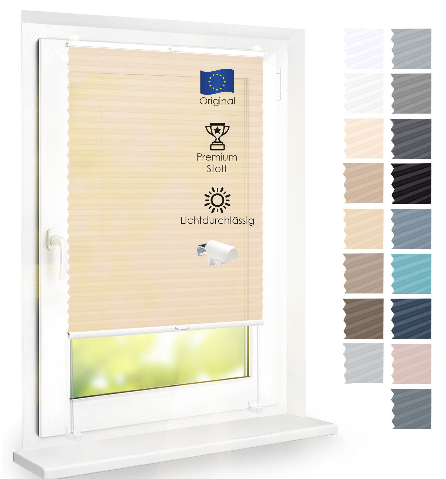 DomDeco Plissee Premium Plissee ohne Bohren, Sichtschutz, lichtdurchlässig, blickdicht, Klemmfix, Klemmfix, UV-beständig, modernes Design, stufenlos