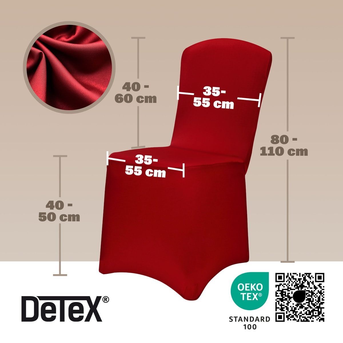 Detex Stuhlhusse, 10er Set Stretch Hussen Stühle OEKO-TEX Stuhlüberzug Weihnachten Rot