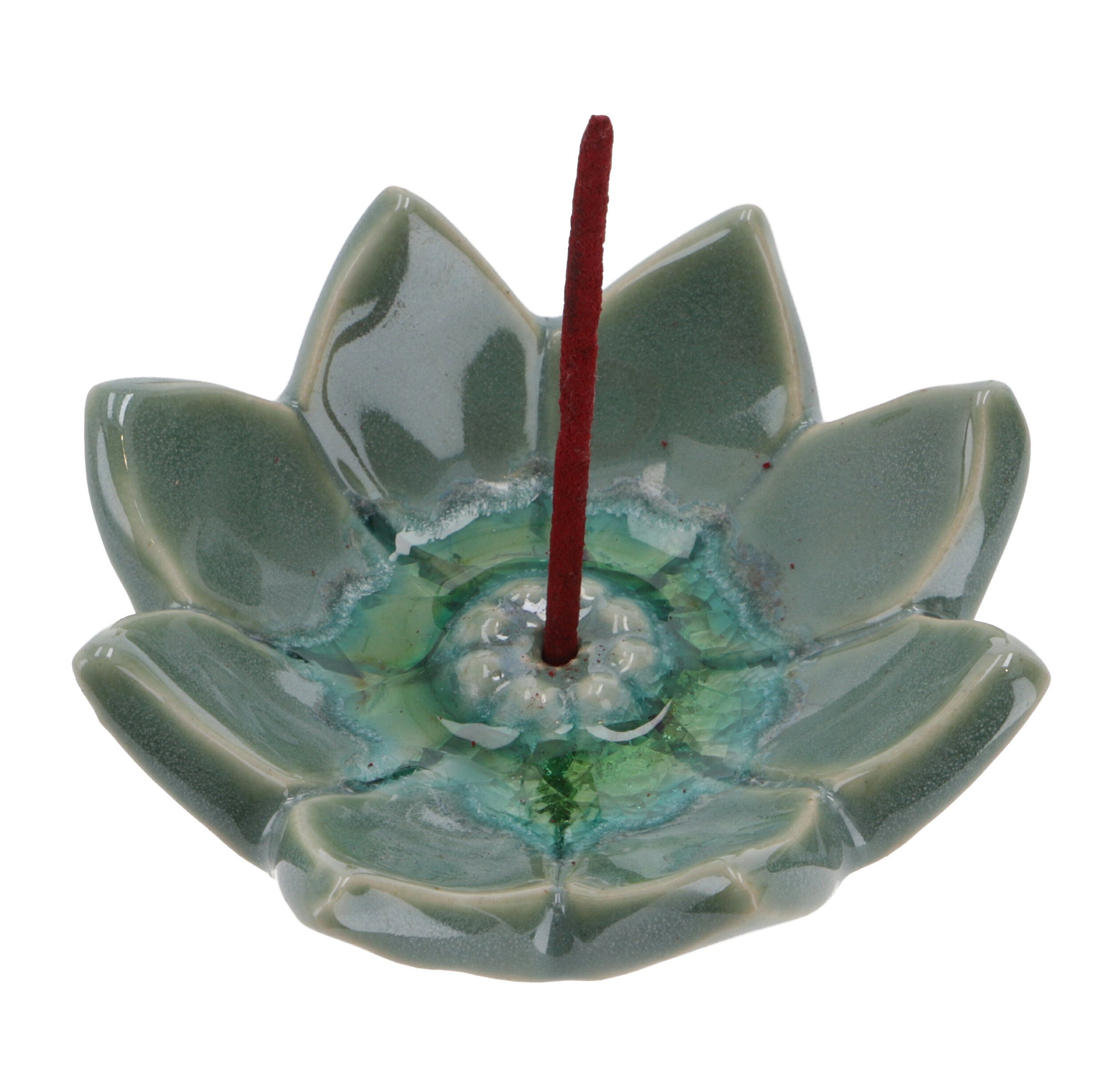- `Lotusblüte xl` Modell Räucherteller Räucherstäbchen-Halter Guru-Shop Keramik 23