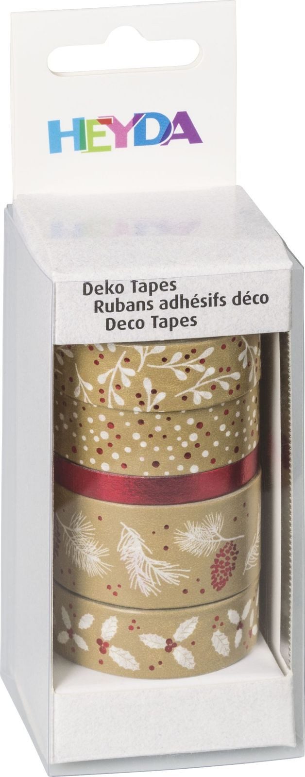 Heyda Bastelfilz Deko-Tape Natur rot/weiß VE=5 Rollen (6 Stück)