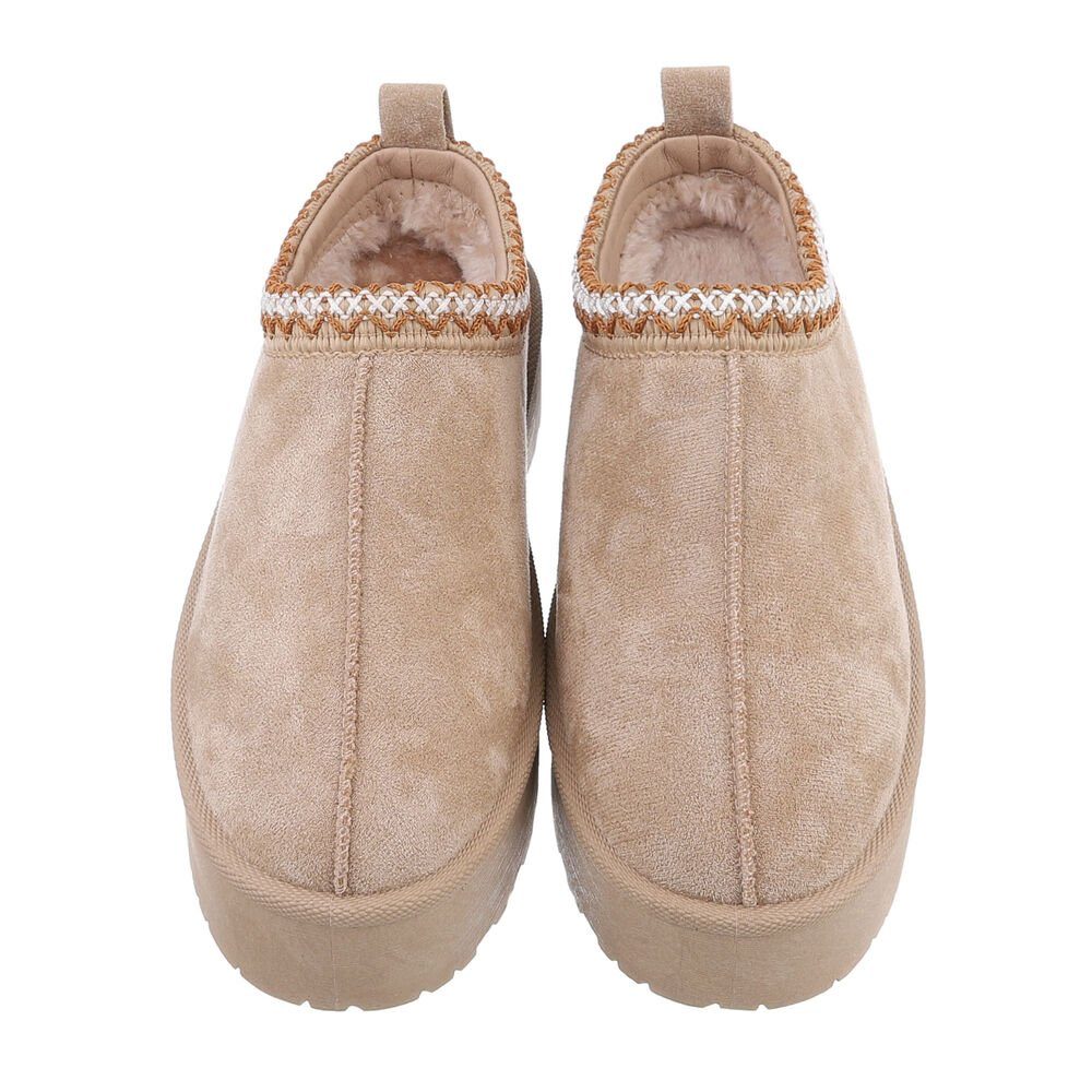 Ital-Design Die bequemen Plateau-Slipper Hausschuh (85244439) Flach Stiefeletten in Hellbraun