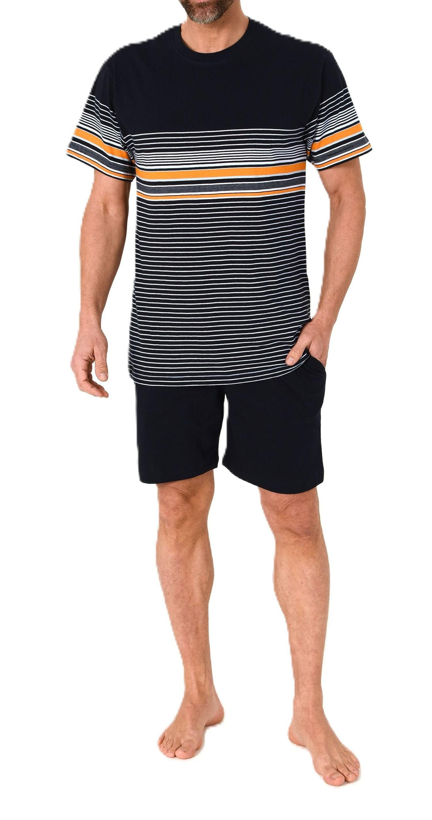 Normann Pyjama Normann Herren kurzarm Schlafanzug Shorty in eleganter Strei günstig online kaufen