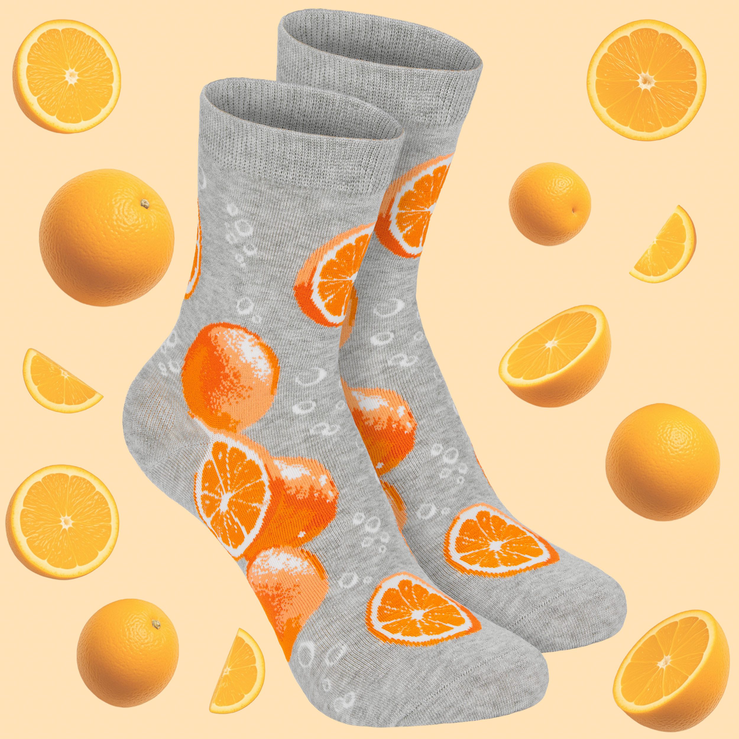 BRUBAKER Socken Lustige Damen Früchtesocken - Bunter Obst Mix (Geschenkset für Frauen, 5-Paar, Witzige Kuschelsocken mit Fruchtmotiven) Damensocken Set mit Blaubeeren, Kiwis, Bananen, Erdbeeren & Orangen