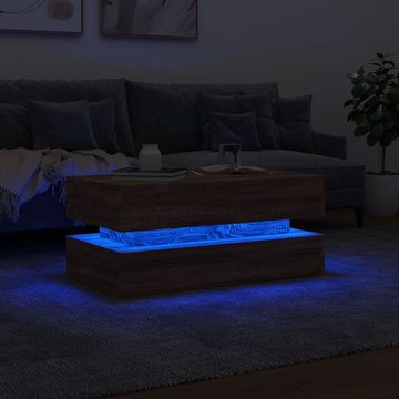 vidaXL Esstisch Couchtisch mit LED-Leuchten Braun Eichen-Optik 90x50x40 cm Sofatisch K