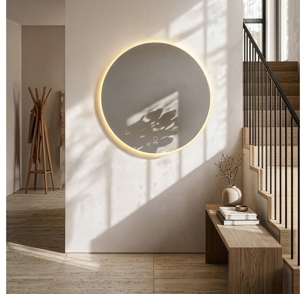 HOME DELUXE LED-Lichtspiegel Rund SILA - Ø60~100cm, Dimmbar & Antibeschlagsystem, LED Wandspiegel ohne Rahmen